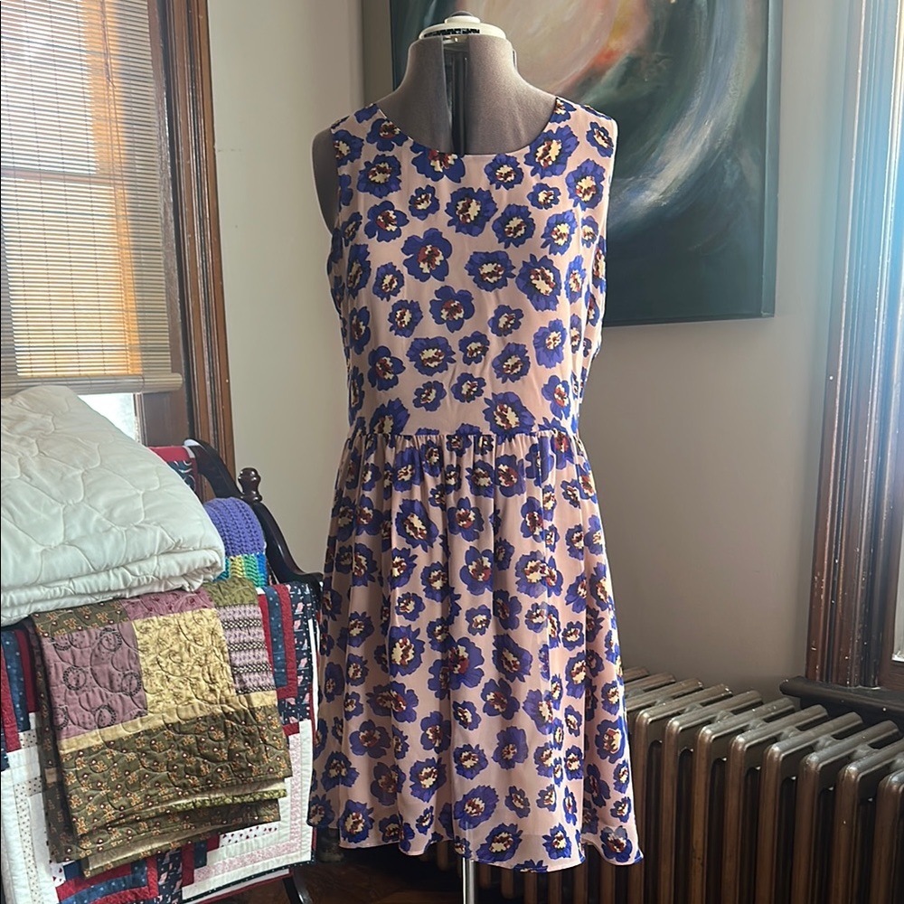 Tinley Road Pink and Blue Sleeveless A-Line Sundress